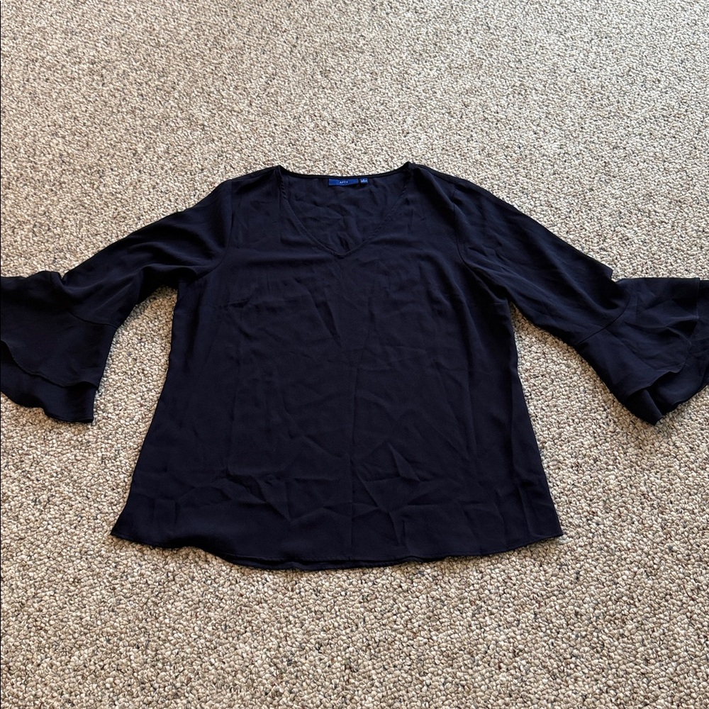 Navy Bell Sleeve Blouse